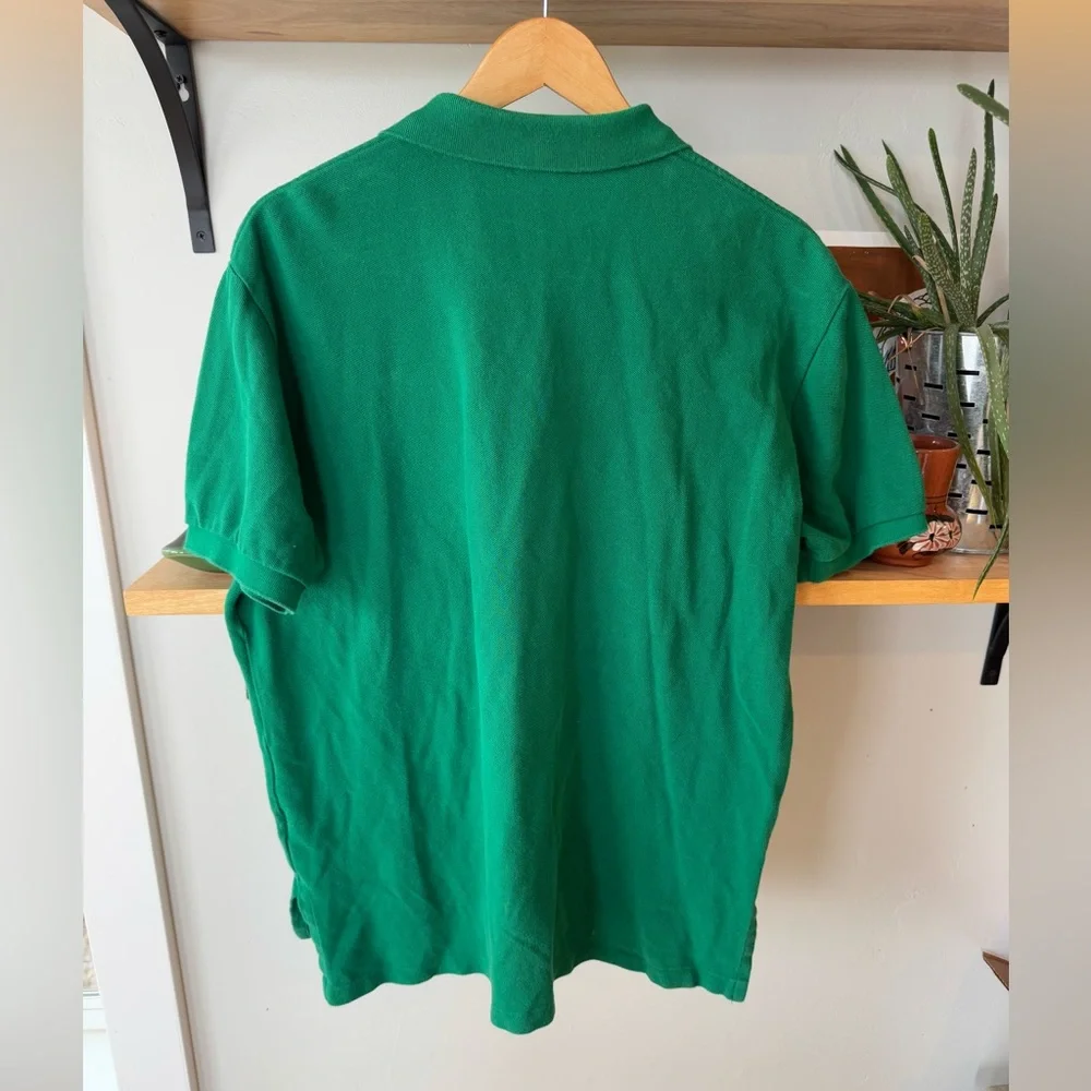 POLO Ralph Lauren Emerald Green Cotton Polo with Orange Embroidered Logo Large